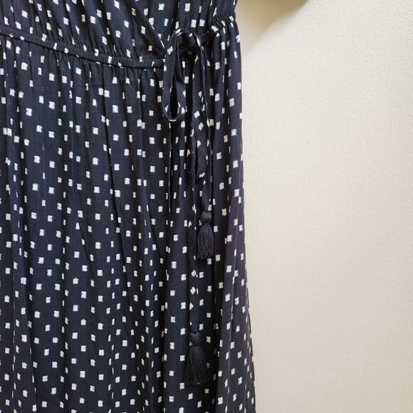 Knox Rose Dress Womens S Black Polka Dot Tiered Wrap Maxi Cottagecore Peasant - Picture 3 of 14